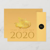 Rat Année 2020 fruits Élégant Monogramme Carte pos (Devant / Derrière)