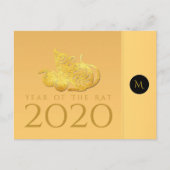 Rat Année 2020 fruits Élégant Monogramme Carte pos (Devant)