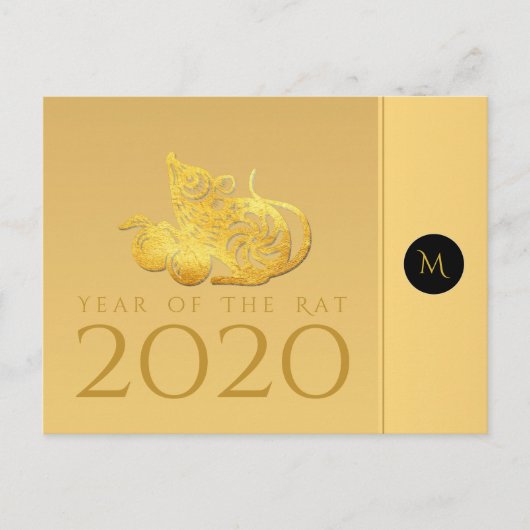 Rat Année 2020 fruits Élégant Monogramme Carte pos (Devant)