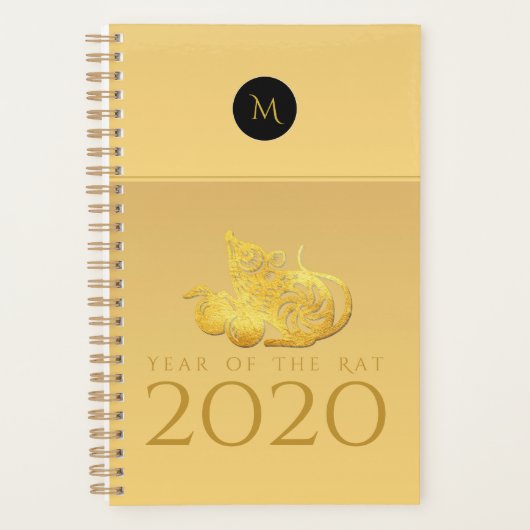 Rat Année 2020 fruits Élégant Monogramme S Planner (Devant)