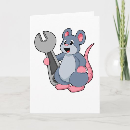 Rat as Mechanic with Wrench Kaart (Voorkant)