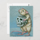 Rat avec carte postale Halloween crâne (Devant / Derrière)