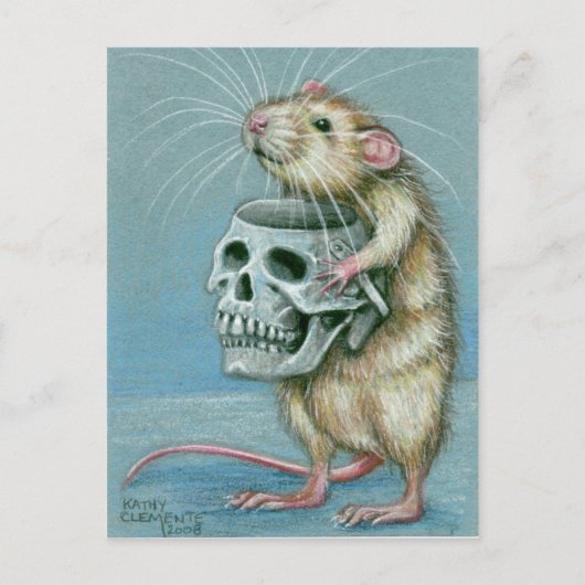Rat avec carte postale Halloween crâne (Devant)