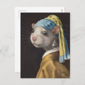 Rat avec une carte postale d'oreille de perle par (Devant / Derrière)