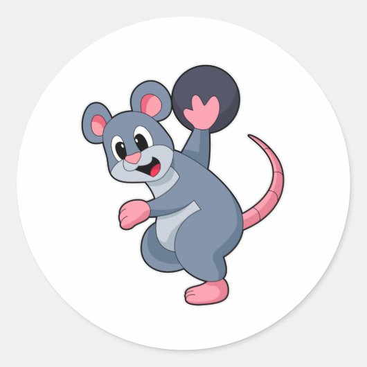 Rat bij Bowling met Bowling-bal Ronde Sticker (Voorkant)