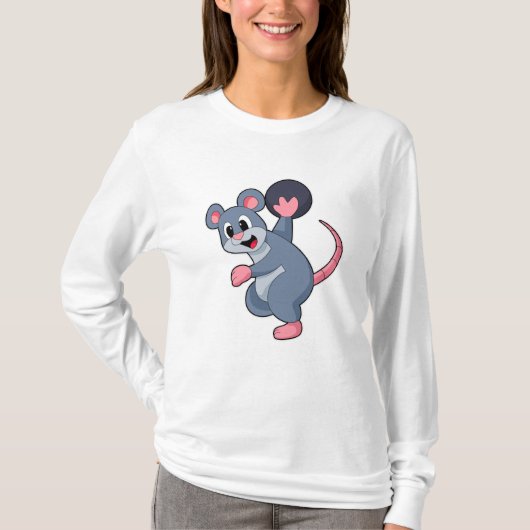 Rat bij Bowling met Bowling-bal T-shirt (Voorkant)