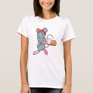 Rat bij honkbal met honkbalknuppel en helm t-shirt