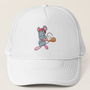 Rat bij honkbal met honkbalknuppel en helm trucker pet