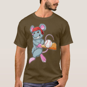 Rat bij honkbal met honkbalknuppel helm t-shirt