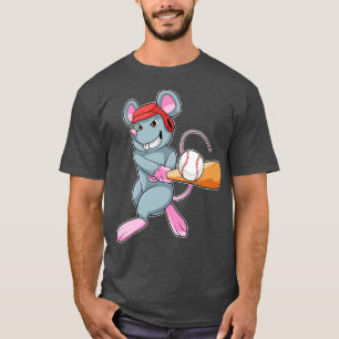 Rat bij honkbal met honkbalknuppel helm t-shirt