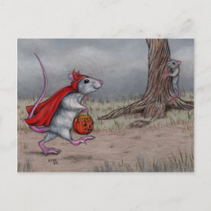Rat duivelhalloween lopen briefkaart