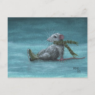 Rat est tombé tandis que la carte postale de patin