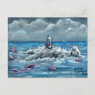 Rat Floating with Drink in Ocean Briefkaart