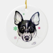Rat Fox Terrier-kerstversiering Keramisch Ornament (Achterkant)