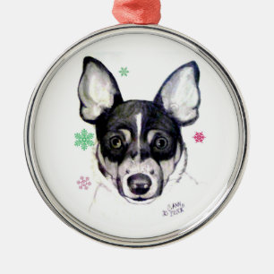 Rat Fox Terrier-kerstversiering Metalen Ornament