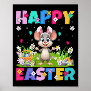 Rat Gelukkig Pasen Eieren Jagen Konijn Oor Rat Pas Poster