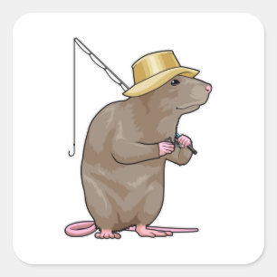 Rat Gevist met Geviste staaf Vierkante Sticker