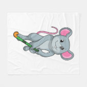 Rat Hockey with Hockey bat Fleece Deken (Voorkant (Horizontaal))