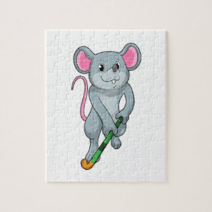 Rat Hockey with Hockey bat Legpuzzel