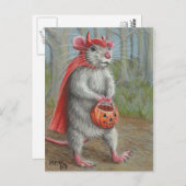 Rat in Devil Costume Halloween carte postale (Devant / Derrière)
