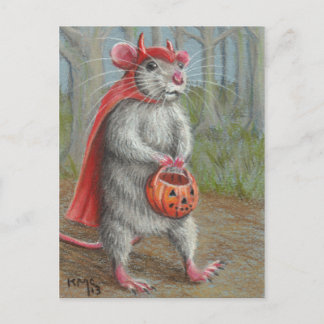 Rat in Devil Costume Halloween carte postale