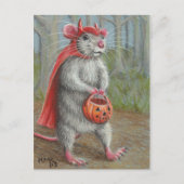 Rat in Devil Costume Halloween carte postale (Devant)