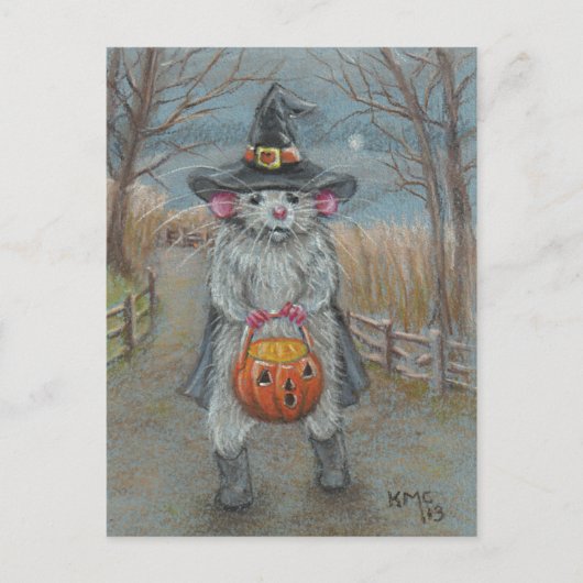 Rat in Witch Costume Halloween carte postale (Devant)