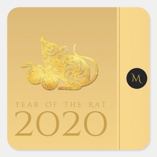 Rat Jaar 2020 vruchten Elegant Monogram S Sticker (Voorkant)