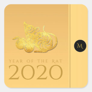 Rat Jaar 2020 vruchten Elegant Monogram S Sticker