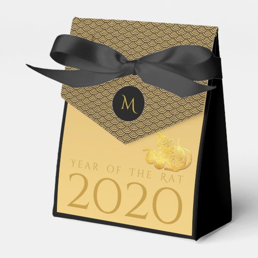 Rat Jaar 2020 vruchten Elegant Monogram T Favor Bo Bedankdoosjes (Voorkant Zijde)