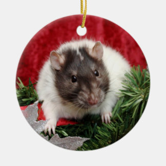 Rat kerstversiering keramisch ornament