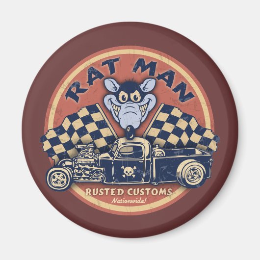 Rat Man Rusted Customs Magneet (Voorkant)