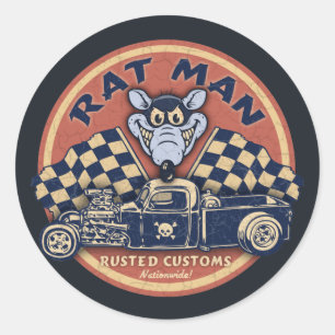 Rat Man Rusted Customs Ronde Sticker
