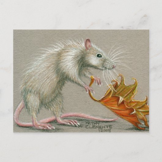 Rat met Briefkaart van Herfst met leder (Voorkant)