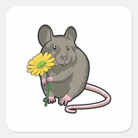 Rat met gele ventilator vierkante sticker (Voorkant)