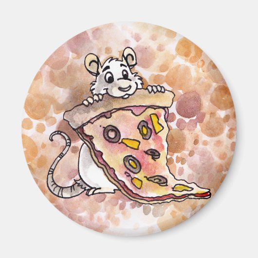 Rat met Pizza Magnet Magneet (Voorkant)