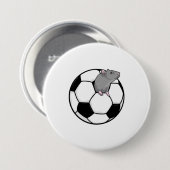 Rat met Voetbal Ronde Button 7,6 Cm (Voorkant /achterkant)