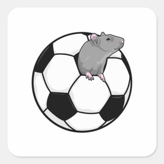 Rat met Voetbal Vierkante Sticker (Voorkant)