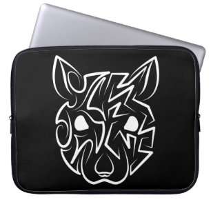 Rat met zwarte en witte tribale laptop sleeve