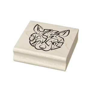 Rat met zwarte en witte tribale 	rubberstempel