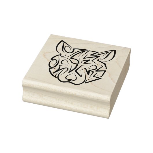 Rat met zwarte en witte tribale 	rubberstempel (Stempel)