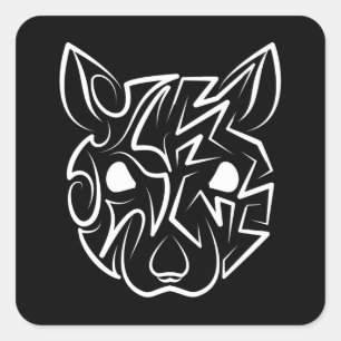 Rat met zwarte en witte tribale vierkante sticker