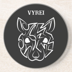 Rat met zwarte en witte tribale zandsteen onderzetter