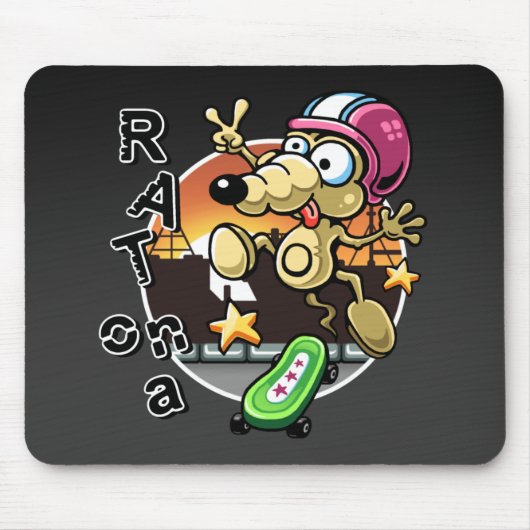 Rat op een skateboard Mousepad Muismat (Voorkant)