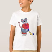 Rat op Ice hockey met Ice hockey stick T-shirt (Voorkant)