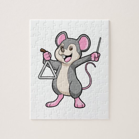 Rat op muziek met Triangel Legpuzzel (Verticaal)