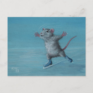 Rat Patinage sur glace Patinage bleu carte postale
