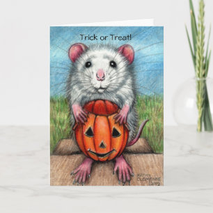 Rat Pompoen Halloween Kaart, Trick or treat! Kaart