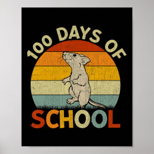 Rat Retro Jongens Meisjes Leraren 100ste Dag van d Poster