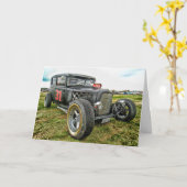 Rat Rod Classic Car Carte Anniversaire (Fleur jaune)